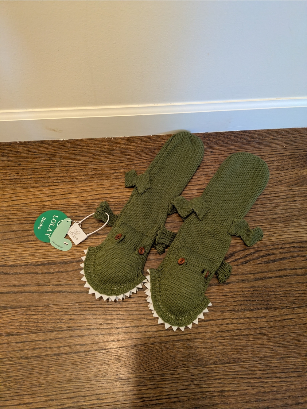 NWT Green Crocodile Novelty Sock